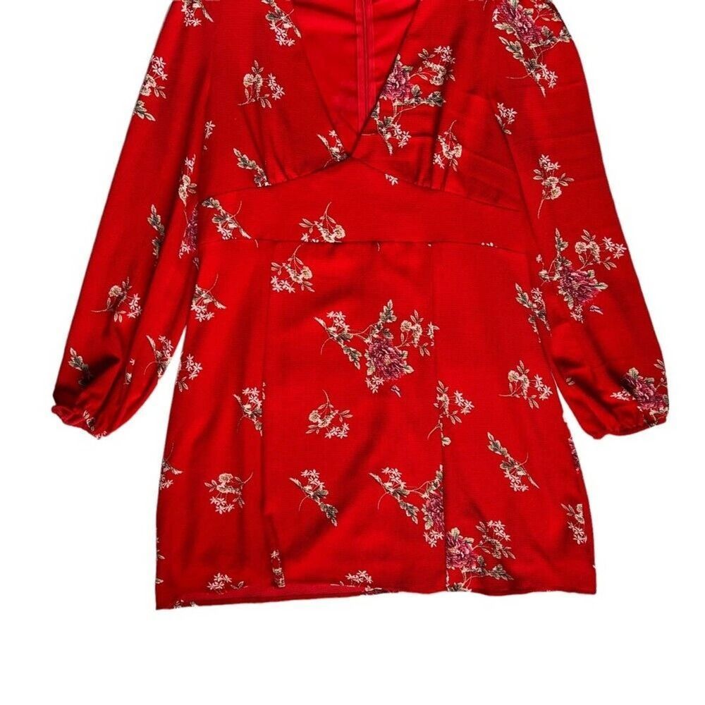 Fashion Nova Land of Make Believe Floral Flare Dress Plus Size 2X Red - Picture 3 of 12